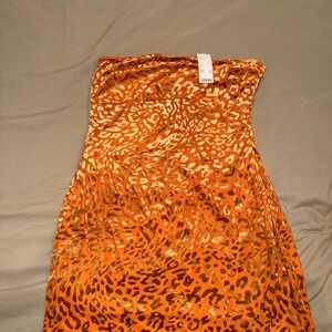 Urban Outfitters Orange Strapless Mini Dress Sz XL